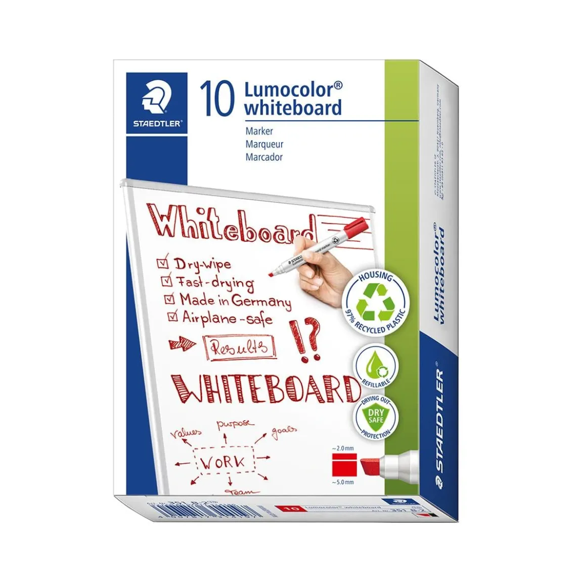 Whiteboardpenna Staedtler Lumocolor 351B Skuren Röd 2-5mm